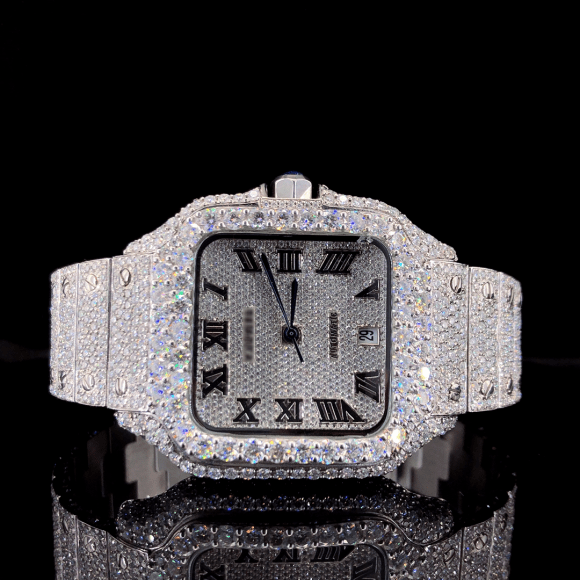 Iced Out Moissanite Watch For Men - Square Model
