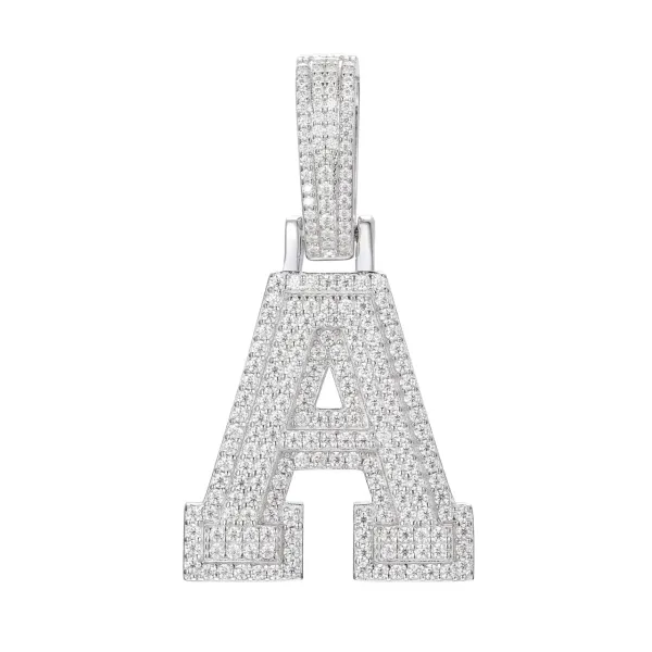 Moissanite Diamond A-Z Letter Pendant - 925 Sterling Silver