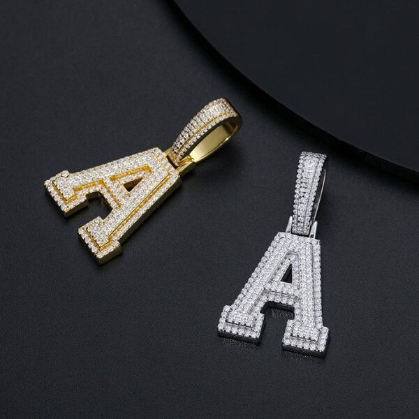 Moissanite Diamond A-Z Letter Pendant - Gold