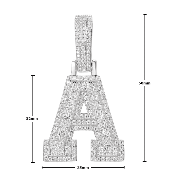 Moissanite-Diamond-A-Z-Letter-Pendant-size chart