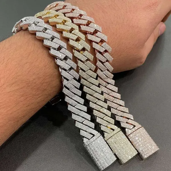 Moissanite Prong Cuban Bracelet - colors