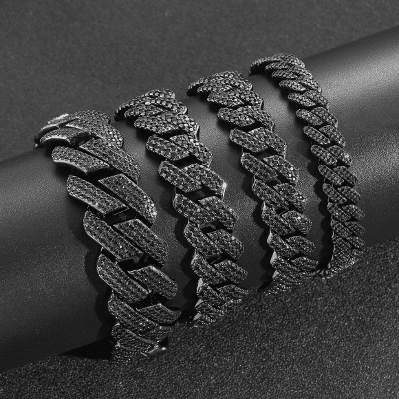 black moissanite cuban link bracelet