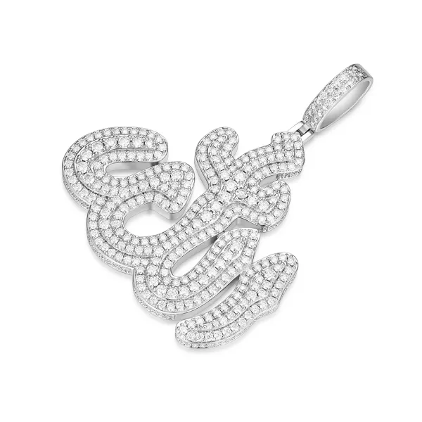 Iced Out Allah Moissanite Pendant - 925 Sterling Silver
