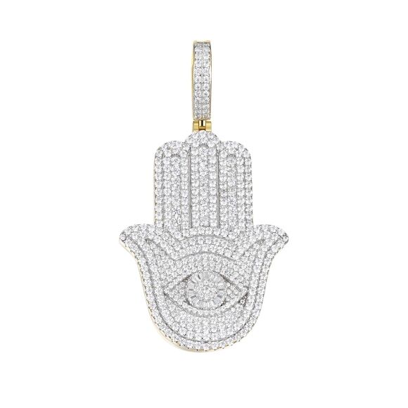Iced Out Hamsa Evil Eye Moissanite Pendant