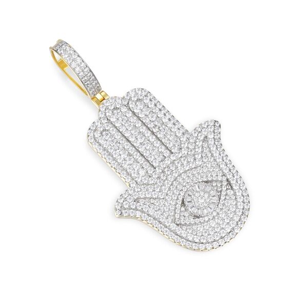 Iced Out Hamsa Evil Eye Moissanite Pendant