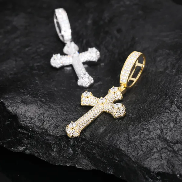 Moissanite Cross Pendant - 925 Sterling Silver - Image 4