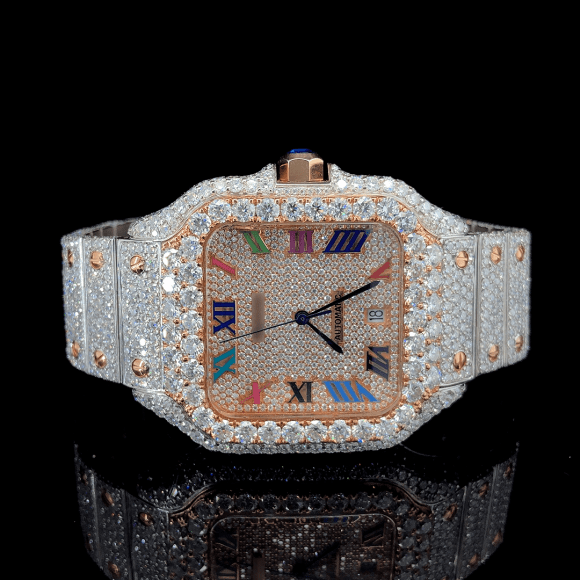 Square Dial VVS Moissanite Hip Hop Watch - rose gold