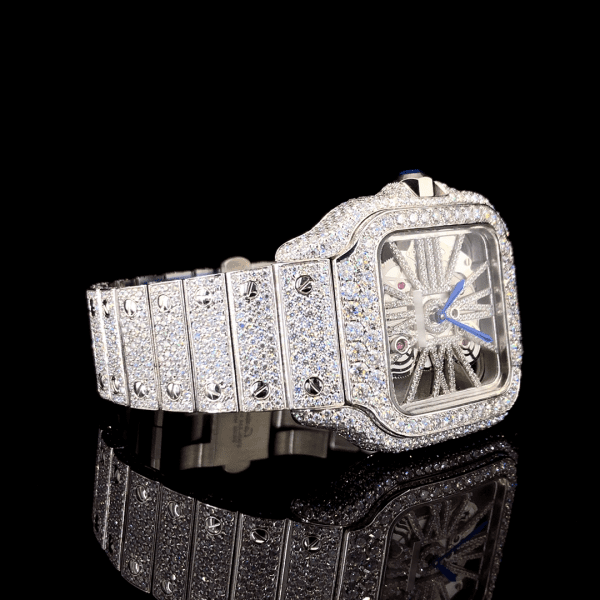 Square Model Automatic Moissanite Watch For Men – White Gold (3)