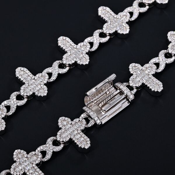17mm Iced Out Moissanite Infinity Link Cross Chain - 925 Sterling Silver