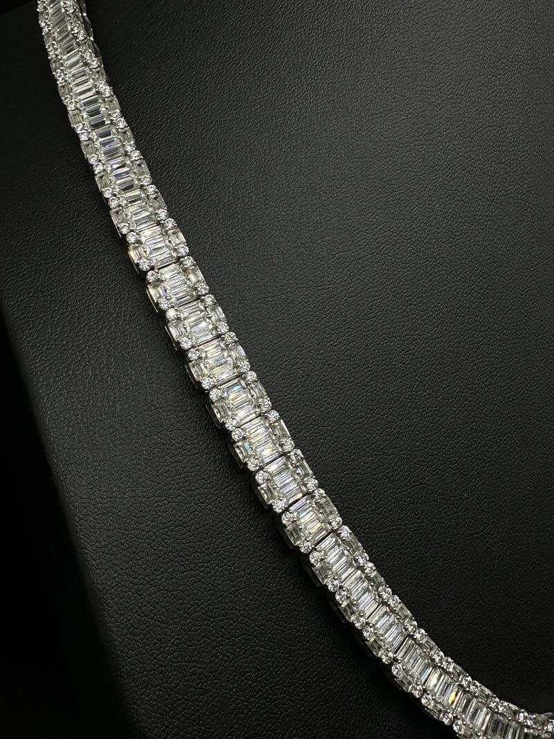 10mm Baguette Moissanite Halo Tennis Chain - 925 Silver - Image 4