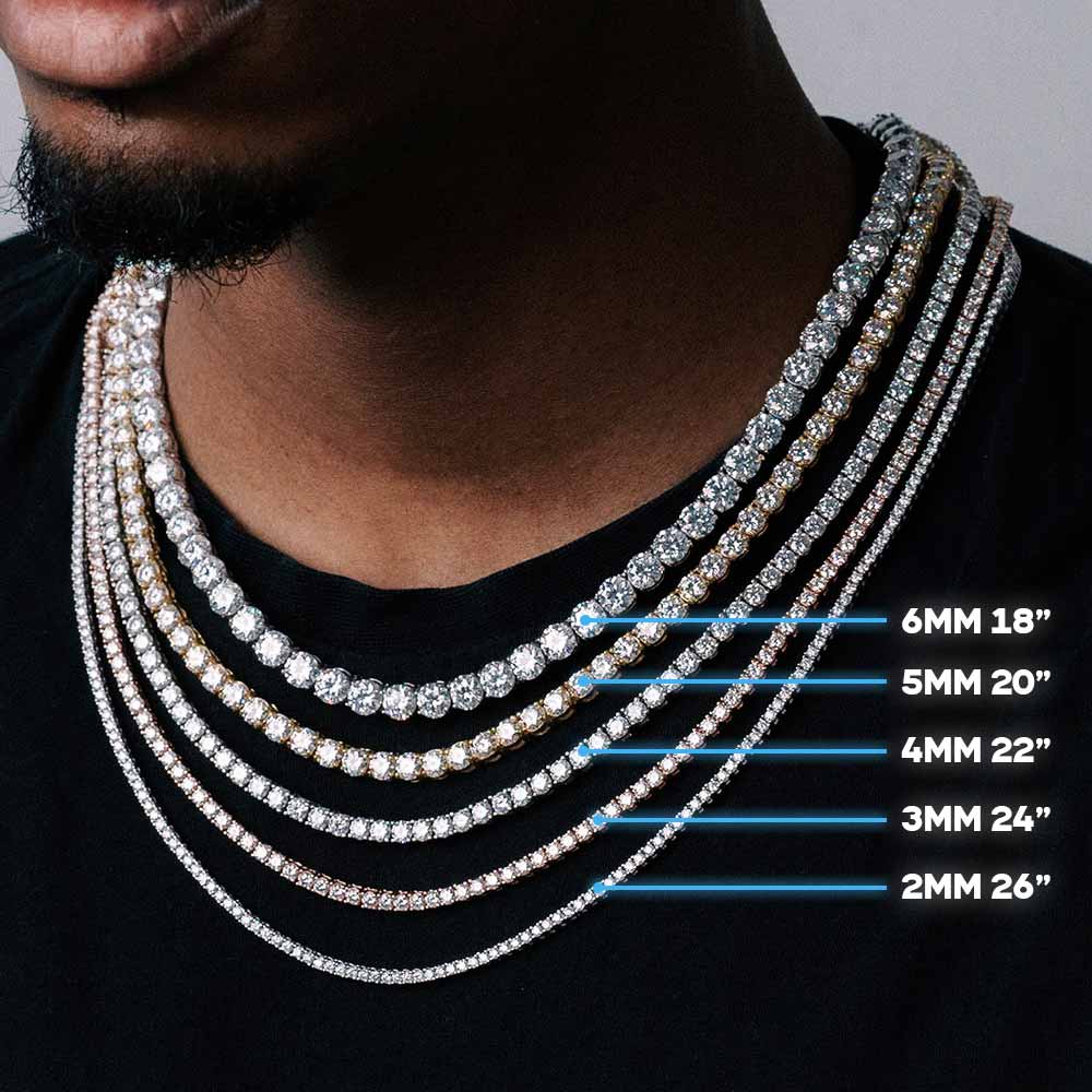 Moissanite Tennis Chain with widths, lengths and Colours