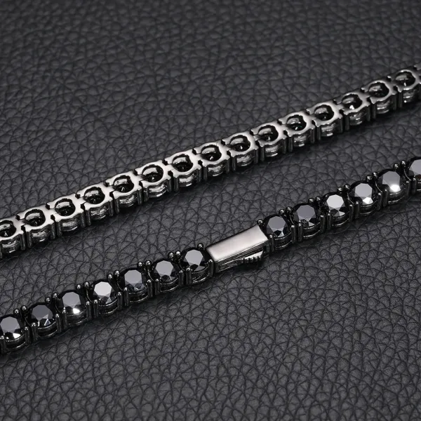 Black moissanite tennis chain black gold (2)