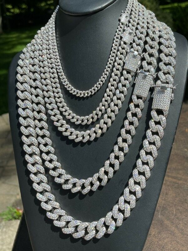 Classic Moissanite Cuban link chain - 925 Sterling Silver - Image 4