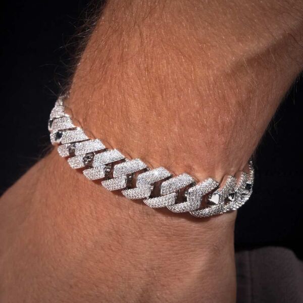 Moissanite Cuban link Bracelet with hand