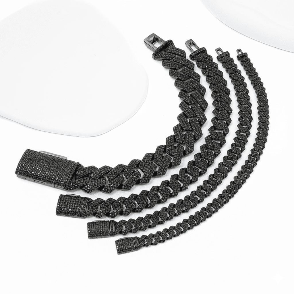 black moissanite cuban link bracelet 2
