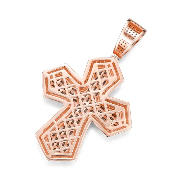 Two Tone Baguette Moissanite Cross Pendant - 925 Sterling Silver