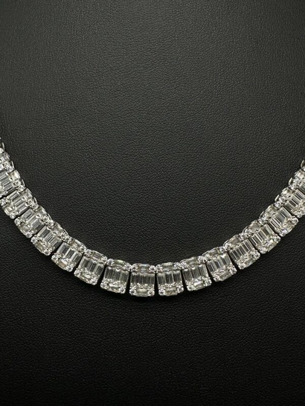 10mm Baguette Moissanite Halo Tennis Chain - 925 Silver - Image 3