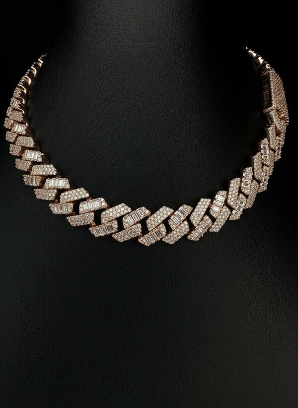 15mm Baguette Moissanite Cuban Link Chain - 925 Sterling Silver