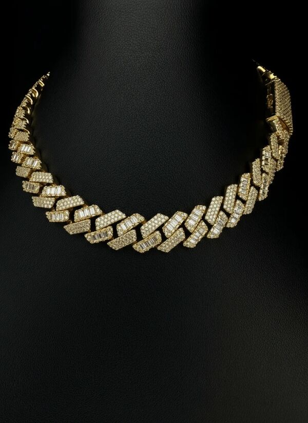 15mm Baguette Moissanite Cuban Link Chain - 925 Sterling Silver