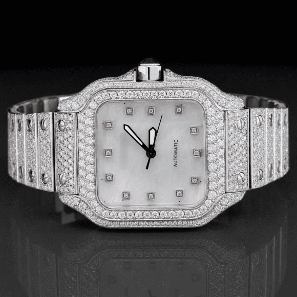 Classic White Dial Moissanite Automatic Watch
