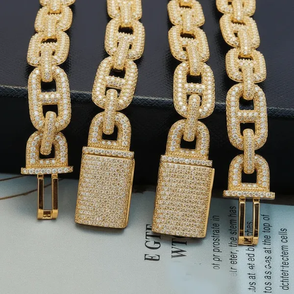 12mm Moissanite Anchor Link Chain - 925 Silver