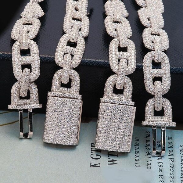 12mm Moissanite Anchor Link Chain - 925 Silver